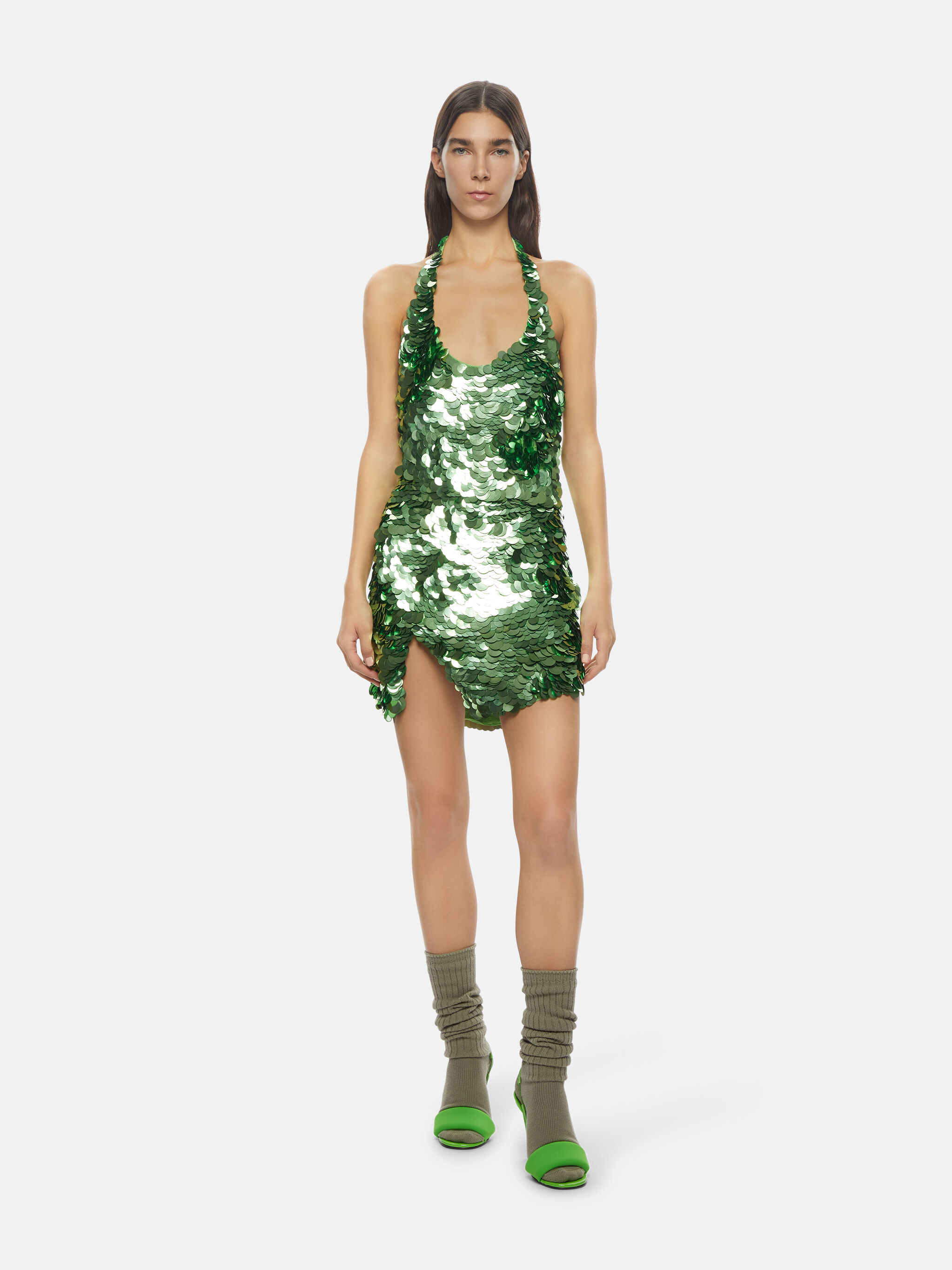 green mini dress